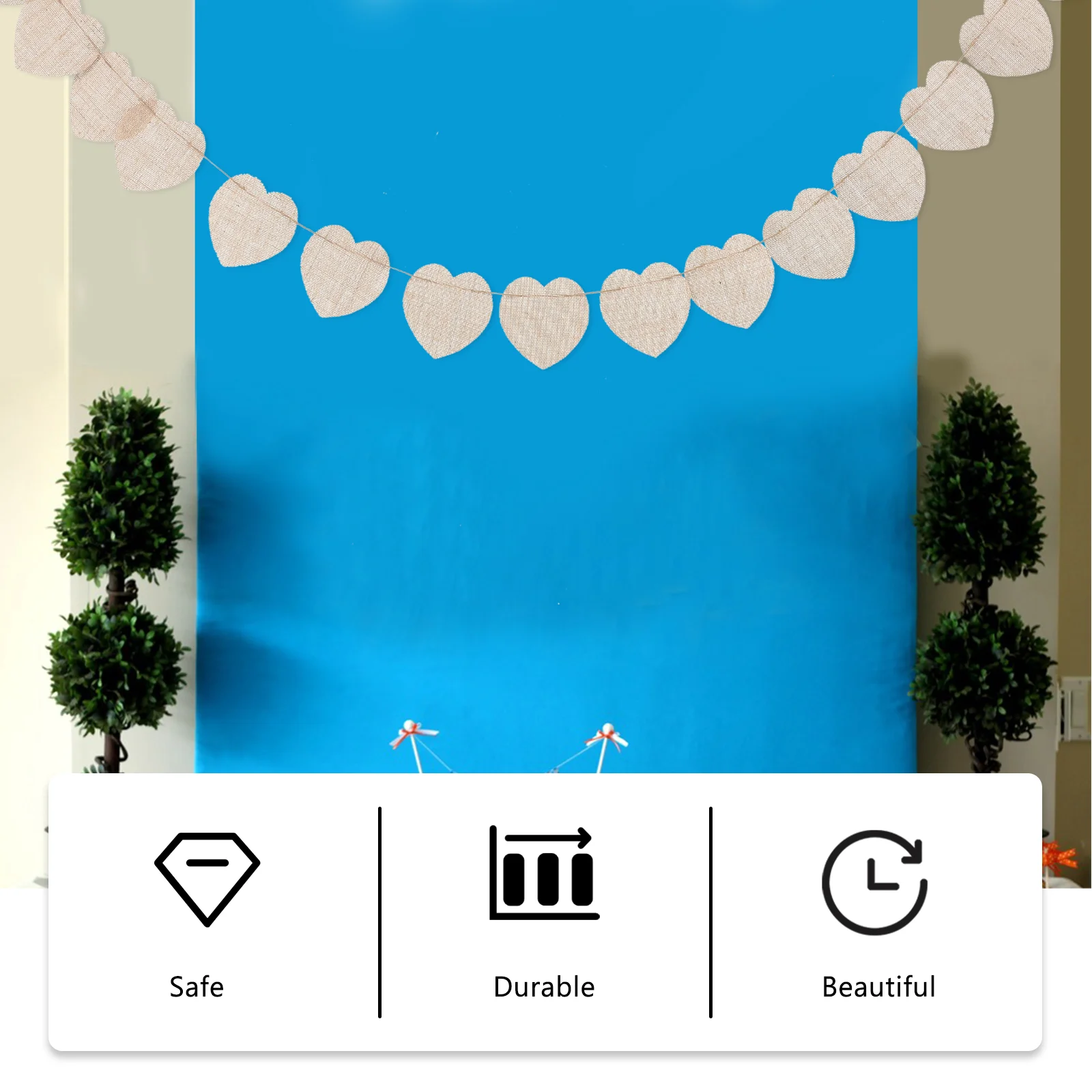 

Heart Shape DIY Bunting Banner Burlap Banner Blank Decorative Bunting Garland for Birthday Party Wedding