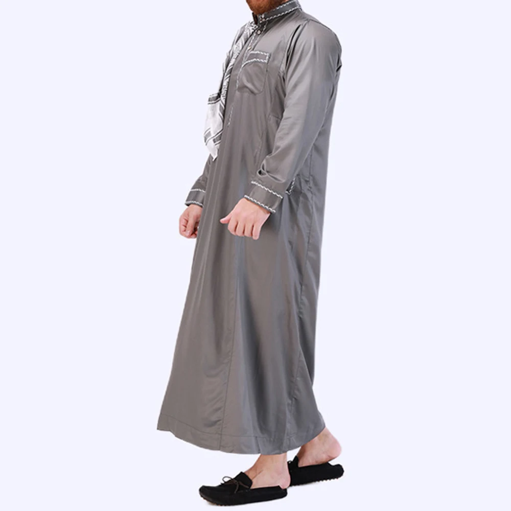 Middle East Ethnic Costumes Muslim Robe Male Aristocrat Luxury Dubai Arabian Islamic Prayer Dress Long-sleeved Top Worship Dress