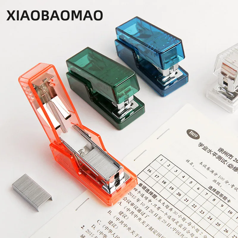 Cartoon Mini Stapler set stapling machine with 640 pcs staples Office school binding supplies Manual Cute Staplers