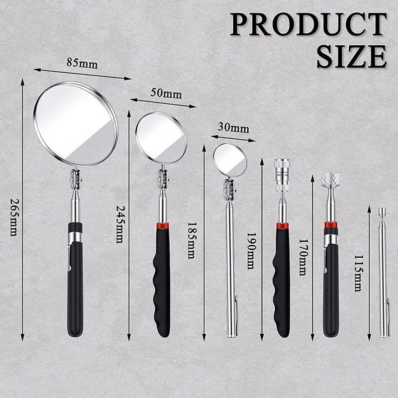 6 шт. телескопическое зеркало для осмотра Механическая магнитная палочка