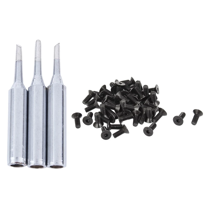 

50 шт. M3X8 мм 10,9 углеродистая сталь с потайной головкой с шестигранным отверстием и 3 шт. 900M-T-2C 60 Вт 2 мм в ширину конический наконечник паяльник...