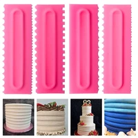 4pcset cake decorating comb scraper smoother cream decorating fondant spatulas baking pastry desserts tools bakery accessories