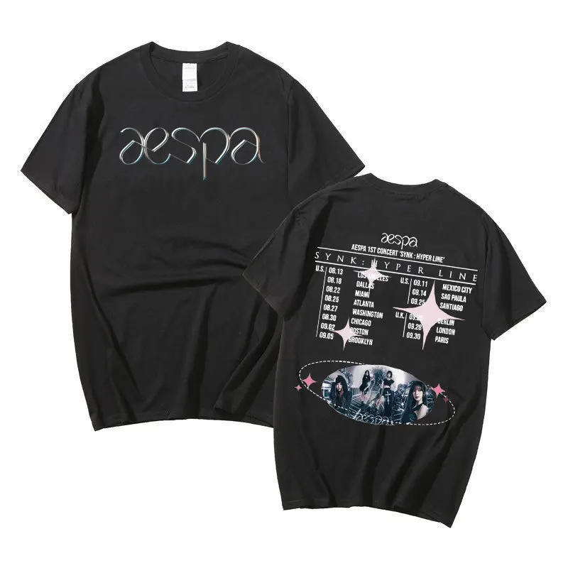 

Aespa Concert SYNK HYPER LINE T Shirt 100% Cotton Kpop Fashion Women Men Summer Short Sleeve Tee T-shirt Streetwear Y2k Clothes