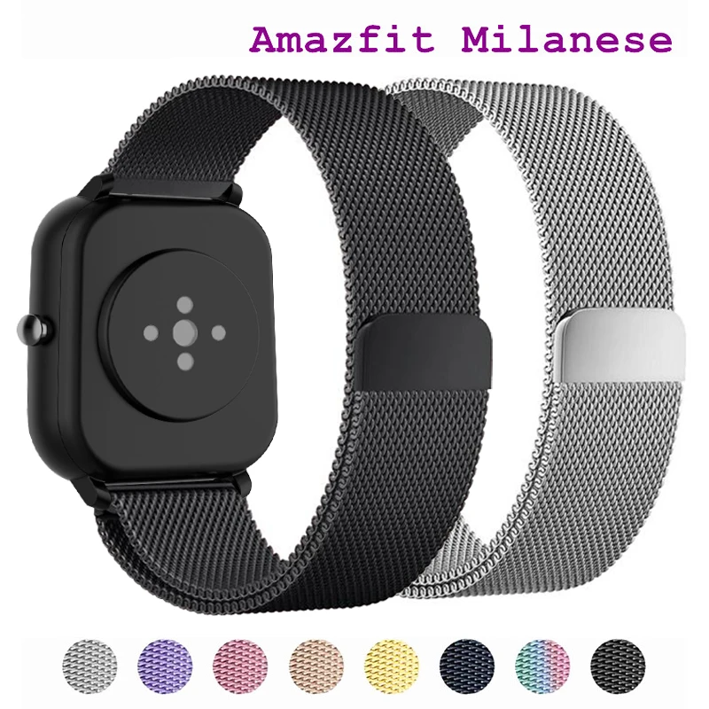 

Milanese loop for Xiaomi Amazfit gts/2/3/4/mini Bip/Gtr/2/4/47mm/ 20mm 22mm watch strap Smartwatch Bracelet Amazfit gts Bip U S