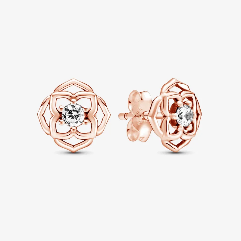 

Comfortable to Wear Dazzling Sparkling Timeless Rose Gold Petals Stud Earrings for Women 925 Sterling Silver Original