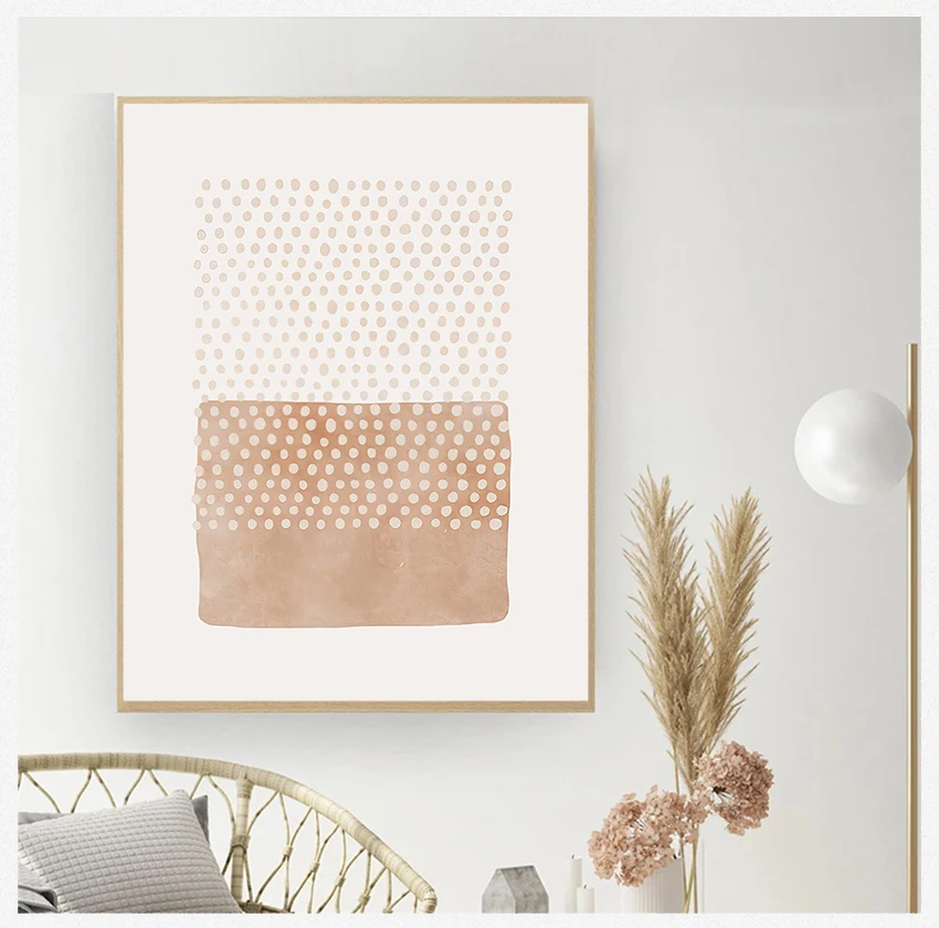 

Modern Minimalist Geometric Poster Canvas Painting Bedroom Living Room Decor Polka Dots Pattern Prints Neutral Wall Art Picture