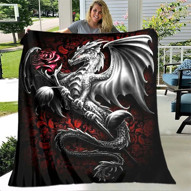 

Фланелевое Одеяло с драконом, Супермягкие флисовые одеяла с цветочным рисунком, легкое теплое одеяло для спальни, дивана