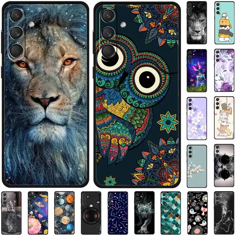 For Samsung Galaxy S23 Plus Ultra FE Cases Silicone Soft TPU Owl Luxury Back Cover New Protector Shell Wolf