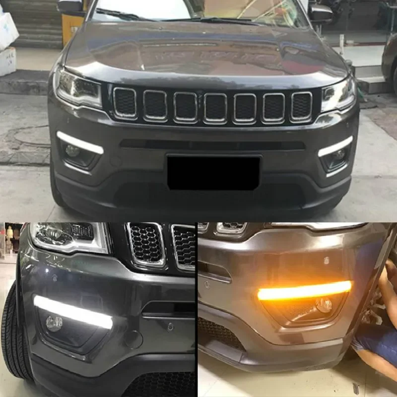 1 пара для Jeep Compass 2017 2018 2019 светодиодный дневный ходовой светильник DRL Дневной