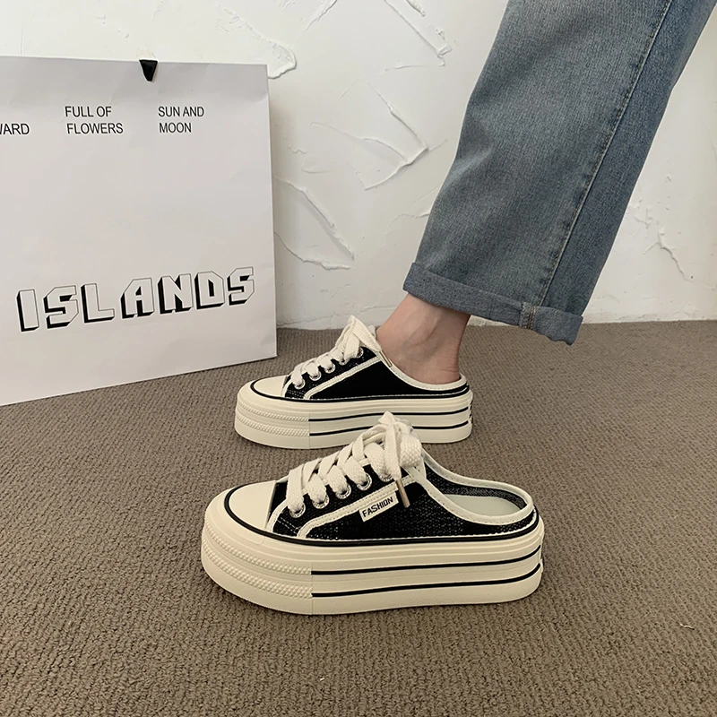 Шлепанцы женские на толстой подошве летние модные повседневные сетчатые сланцы