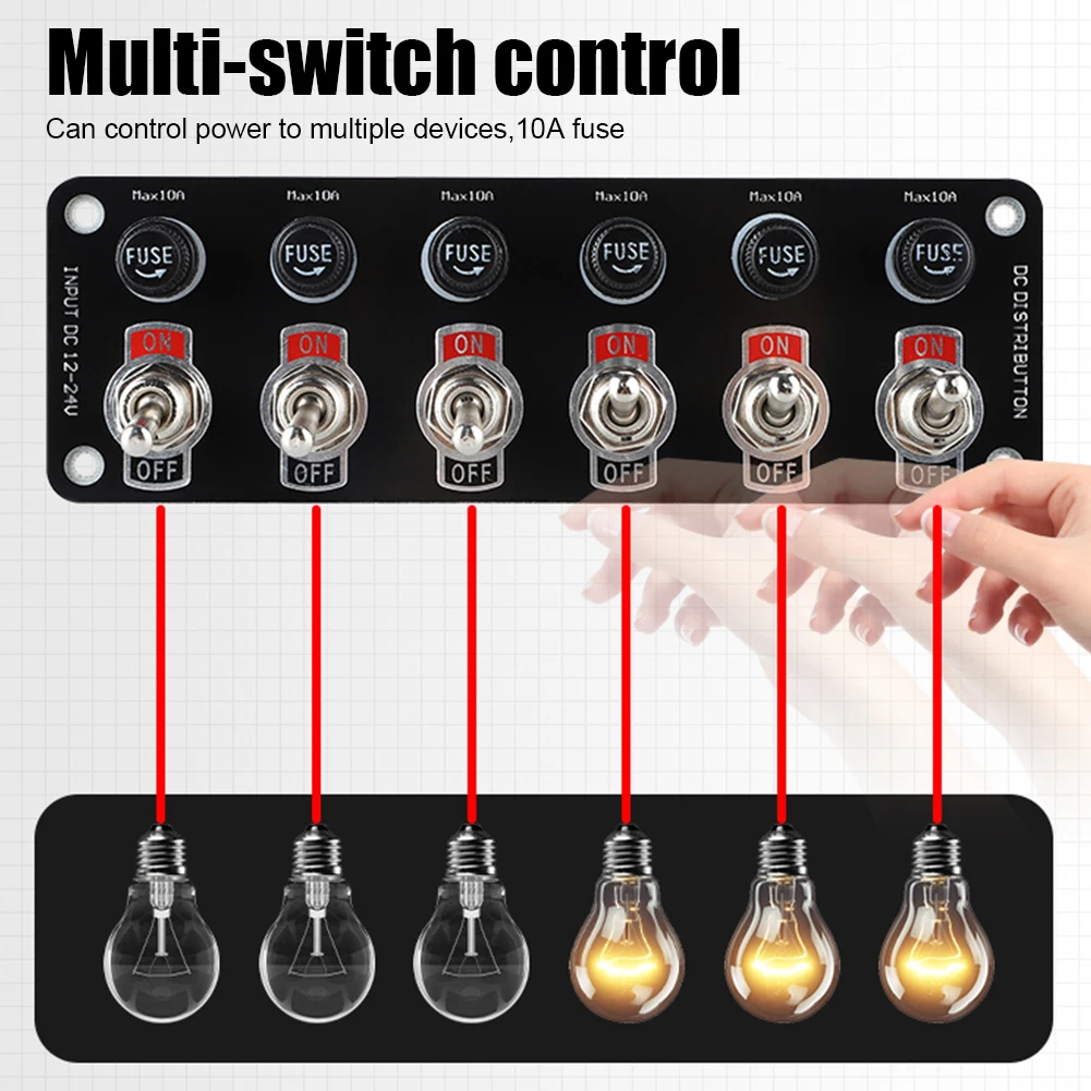 

3 клавиши/6 клавиш переключатель панель 12 В/24 В вкл/выкл кулисный переключатель с предохранителем 10 А гоночные автомобили RV Кемпер морской ло...
