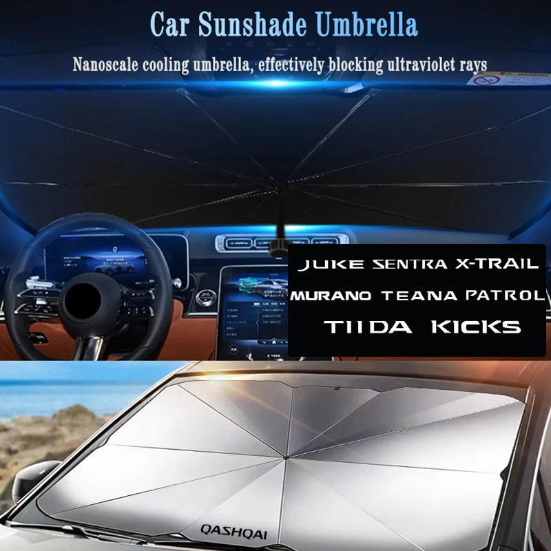 

Car Sunshade Umbrella Windshield Parasol Sunscreen for Nissan Juke Sentra Kicks Tiida Murano X-trail Teana Patrol Qashqai Logo