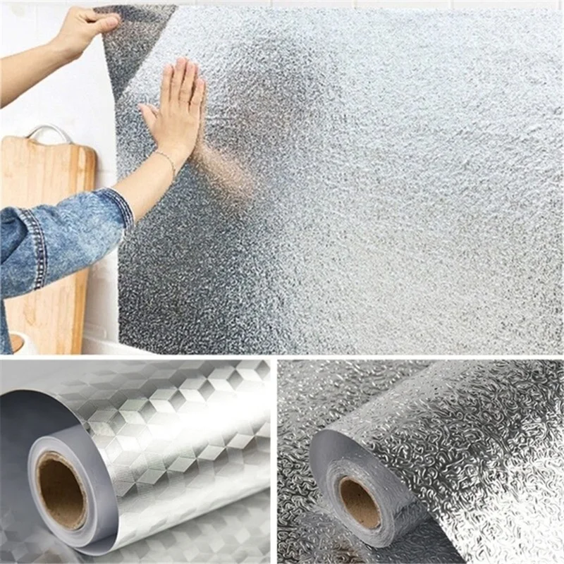 300cm Kitchen Oil-proof Waterproof Stickers Aluminum Foil Cabinet Stove Drawer Self Adhesive Wall Sticker DIY Wallpaper - купить по