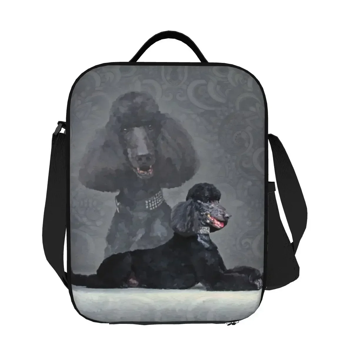 Элегантные черные стандартные Изолированные сумки для ланча в виде пуделя школы