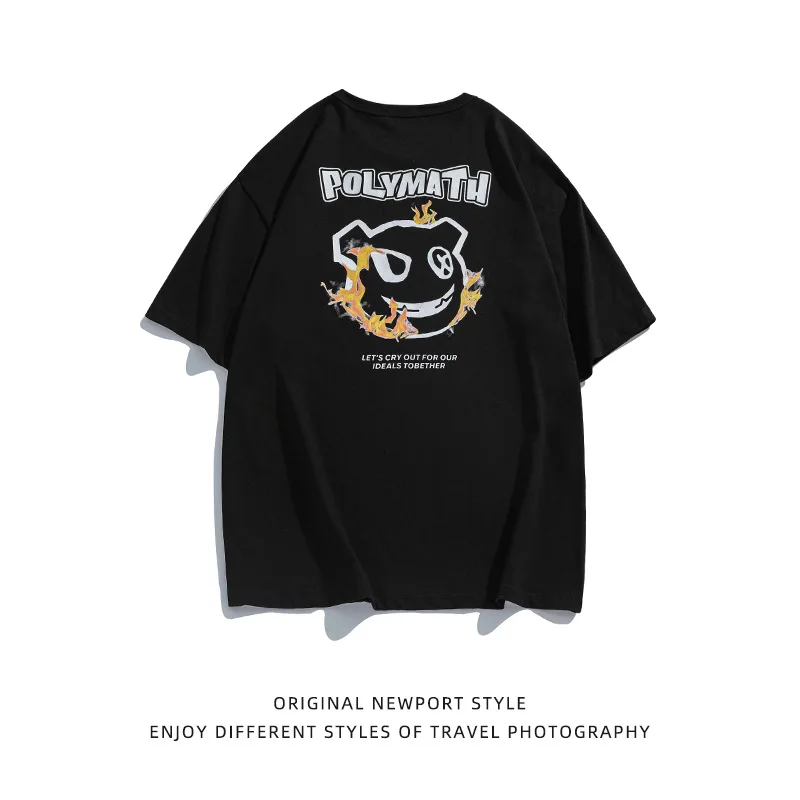 

2022 Summer New Short Sleeve T-shirt Loose Cotton Fashion Personalized Printed T-shirt Men