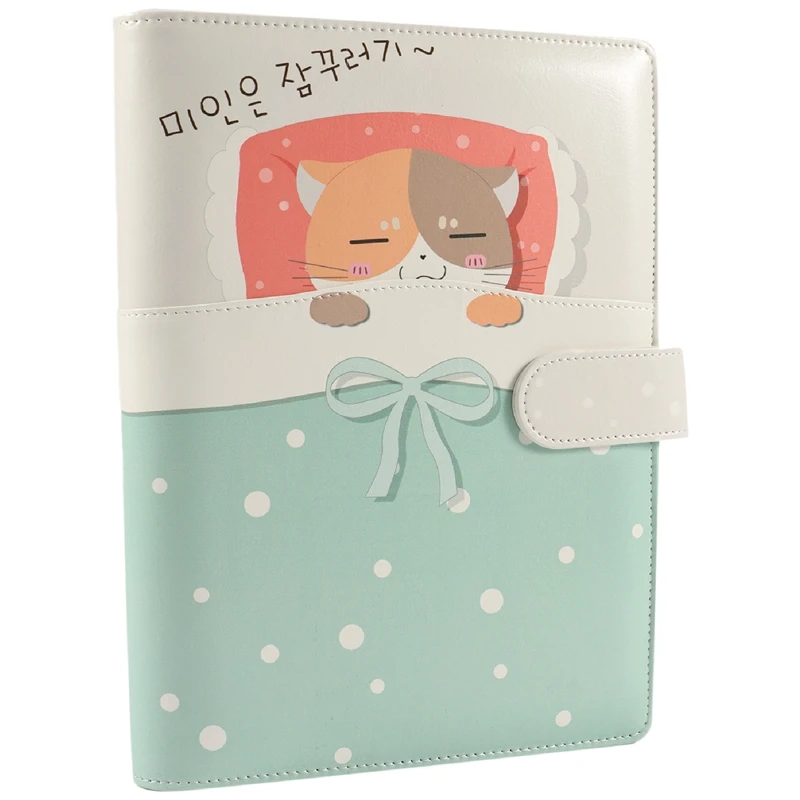 

Cute Cartoon Cats Leather Binder Spiral Notebook Office School Cartoon Agent Planner Organizer Stationery A5