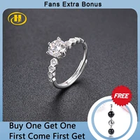 hutang 100 925 silver ring 1 carat white moissanite rings resizable style nine stars fine jewelry for womens birthday gift