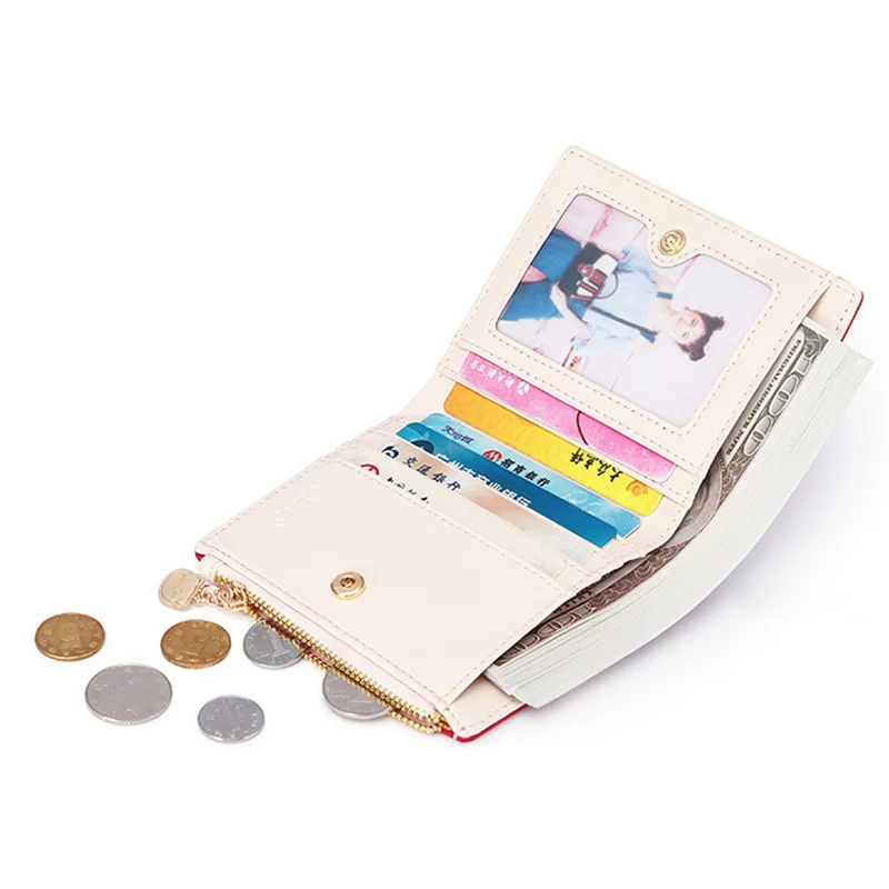 Oushina Print Wallet Women'S 2022 New Fashion Short Style Korean Version Popular Women'S Niche Design Folding Zipper Wallet