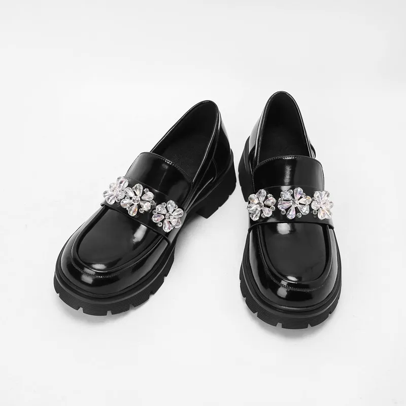 Туфли-Лоферы женские из натуральной кожи вечерние на платформе демисезонные |