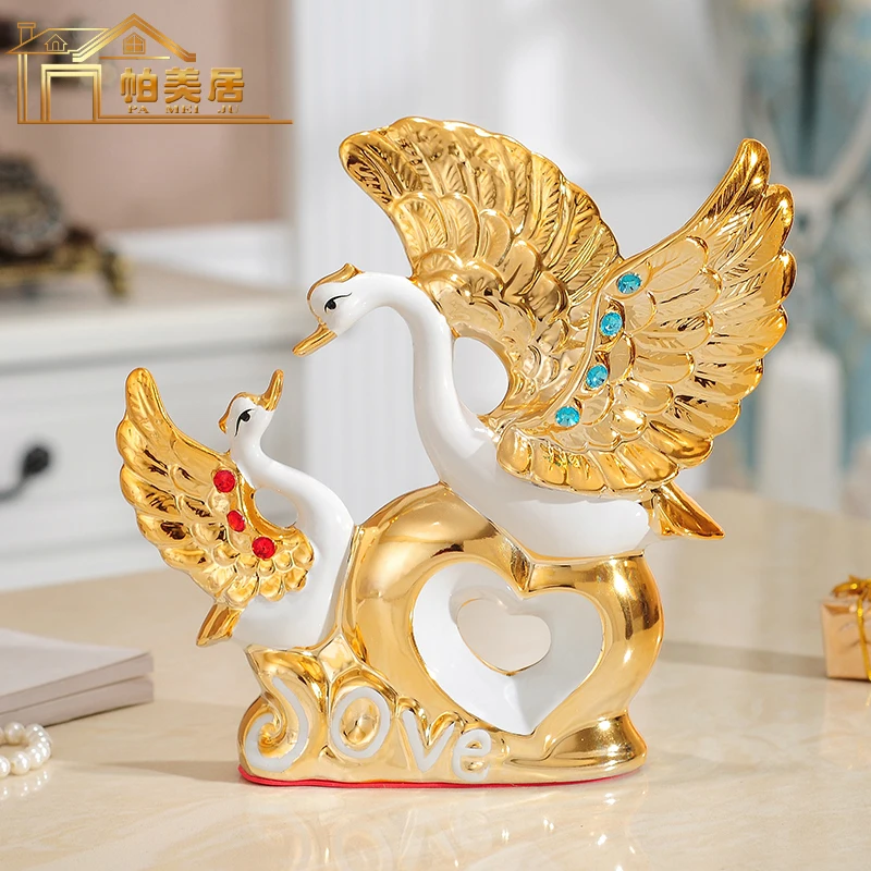 

Swan ornaments arts and crafts decoration living room TV cabinet wine cabinet to send boudoir honey flowers Wedding gift
