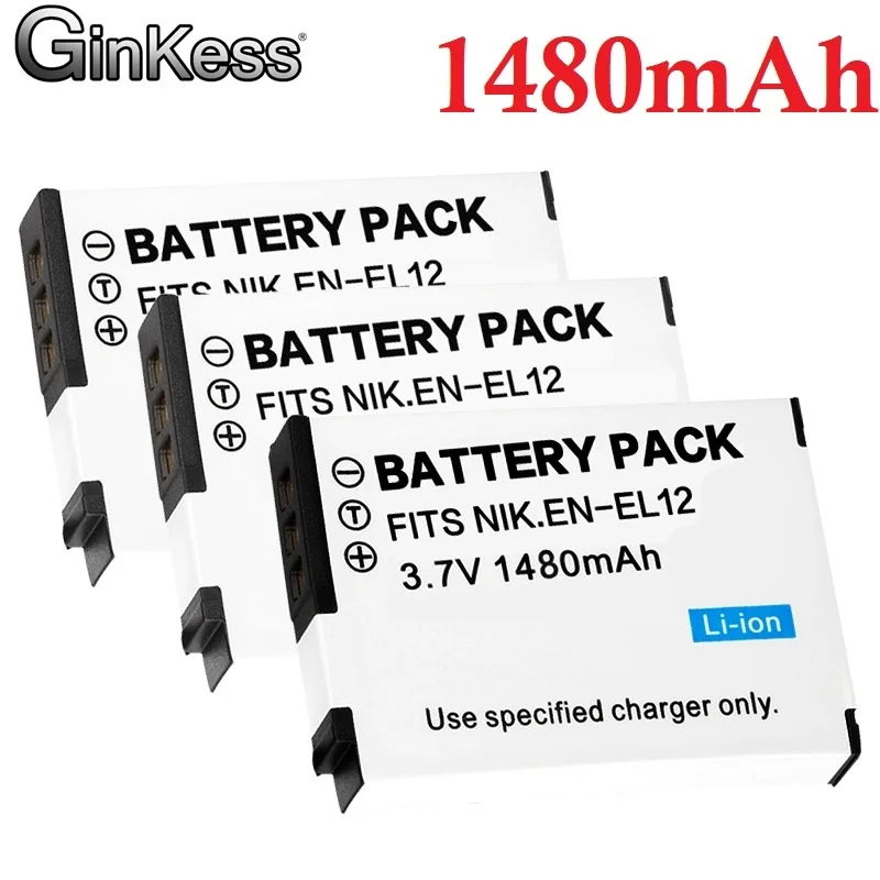 

GinKess EN-EL12 EN EL12 Аккумулятор для Nikon CoolPix S610 S610c S620 S630 S710 S1000pj P300 P310 P330 S6200 S6300 S9400 S9500 S9200