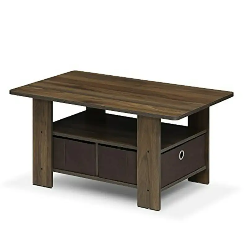 

Andrey Coffee Table with Bin Drawer, Columbia Walnut/Dark Brown 11158CWN/DBR Living Room Furniture