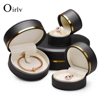 oirlv dark gray pu leather jewelry box earring bracelet jewelry storage imported luxury dark gray round box