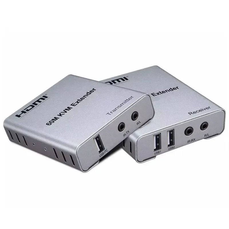 Фото FJGEAR 60M KVM-удлинитель 1080P для передачи аудио- и видеосигнала по кабелю Ethernet CAT5e/CAT6 RJ45, приемопередатчик, конвертер для расширения сигнала №3