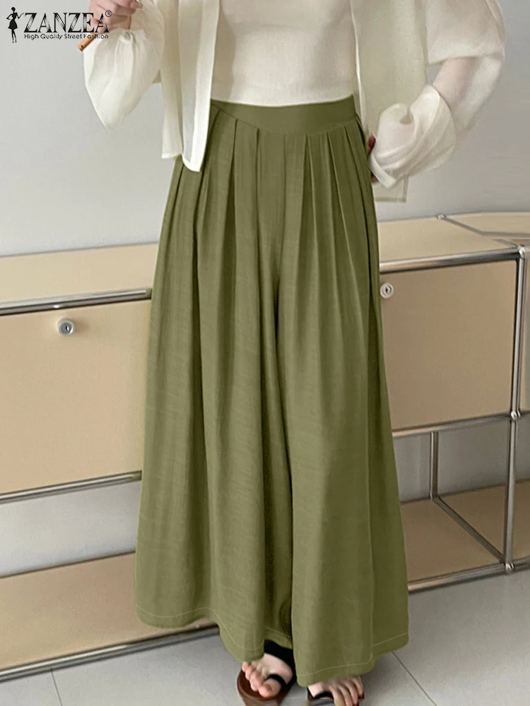 ZANZEA свободные повседневные брюки в корейском стиле плиссированные однотонные