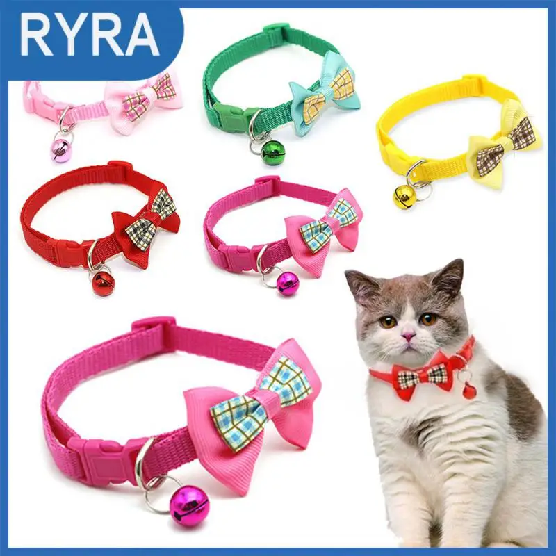

Dog Cat Collars Cute Soft And Comfortable Bow Bell Collar Cat Jewelry Pet Collar Bow Knot Cat Collar Cute Design Adjustable Mini