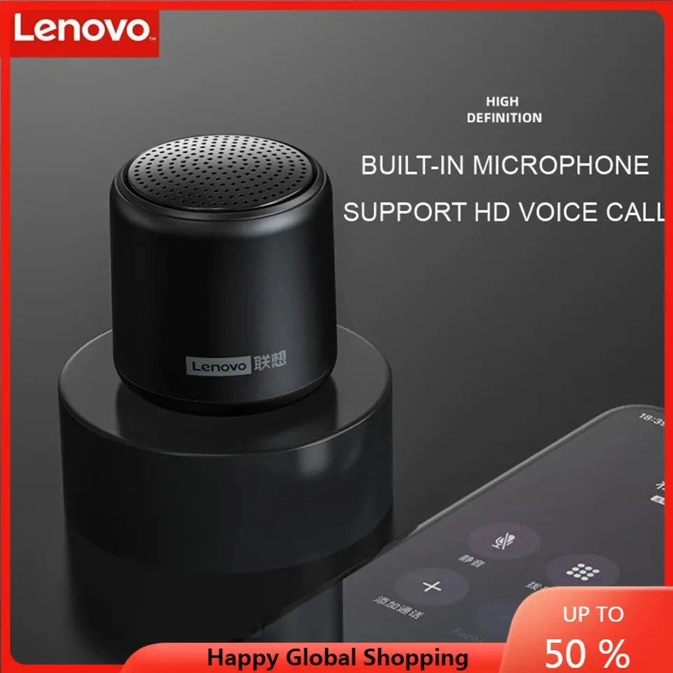 

Lenovo Mini Wireless Bluetooth 5.0 Speaker Outdoor Waterproof Loudspeaker Column 3D Stereo Music Surround Bass Box Speakers