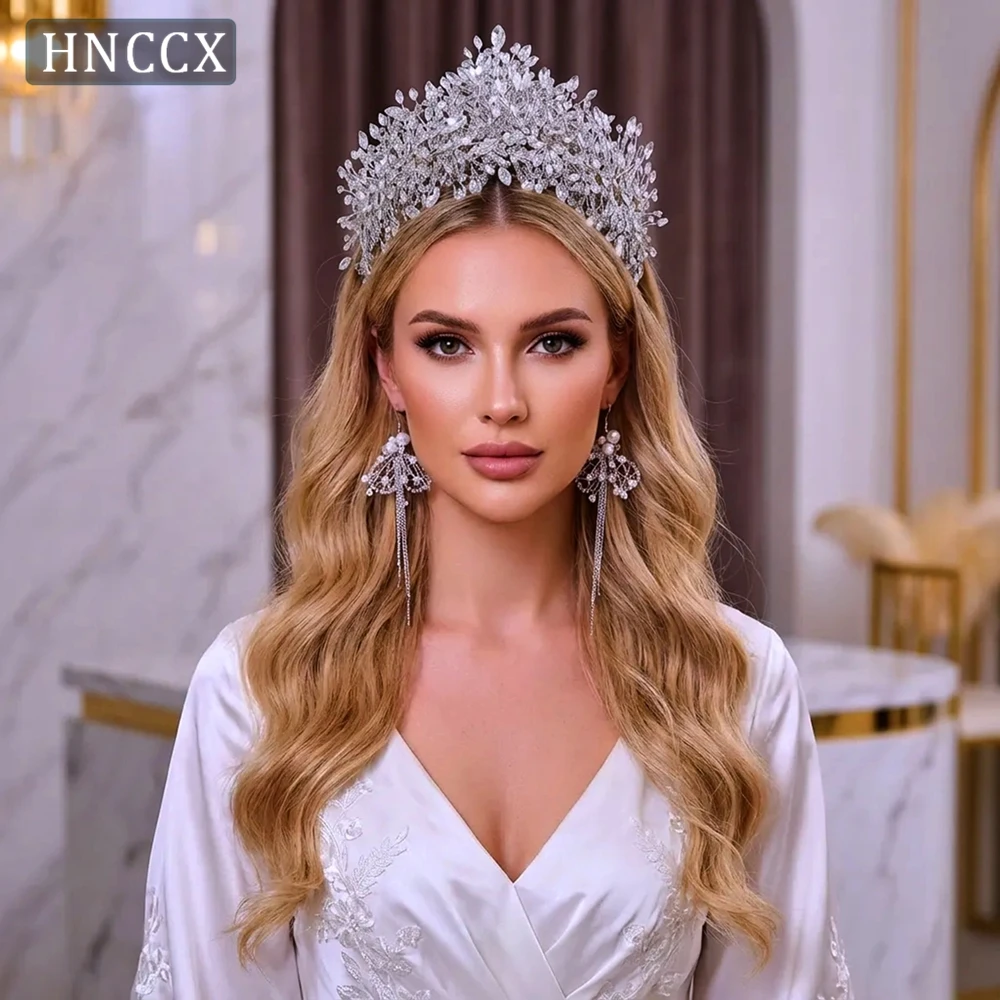 Фото YouLaPan Роскошная повязка на голову с короной и стразами, подходит ручной работы, высококачественные свадебные аксессуары для волос для невесты, дам и банкетов HP372 №1