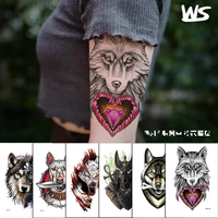 totem hound wolf series pattern temporary waterproof tattoo stickers girls party tattoo stickers handsome mens tattoo stickers