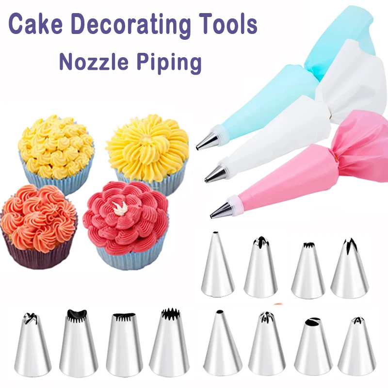 

Cake Decorating Nozzle Pastry Tips Kitchen Baking Tools Accessories Pastry Bag Stainless Steel Decorate Nozzles Icing Cake Tools