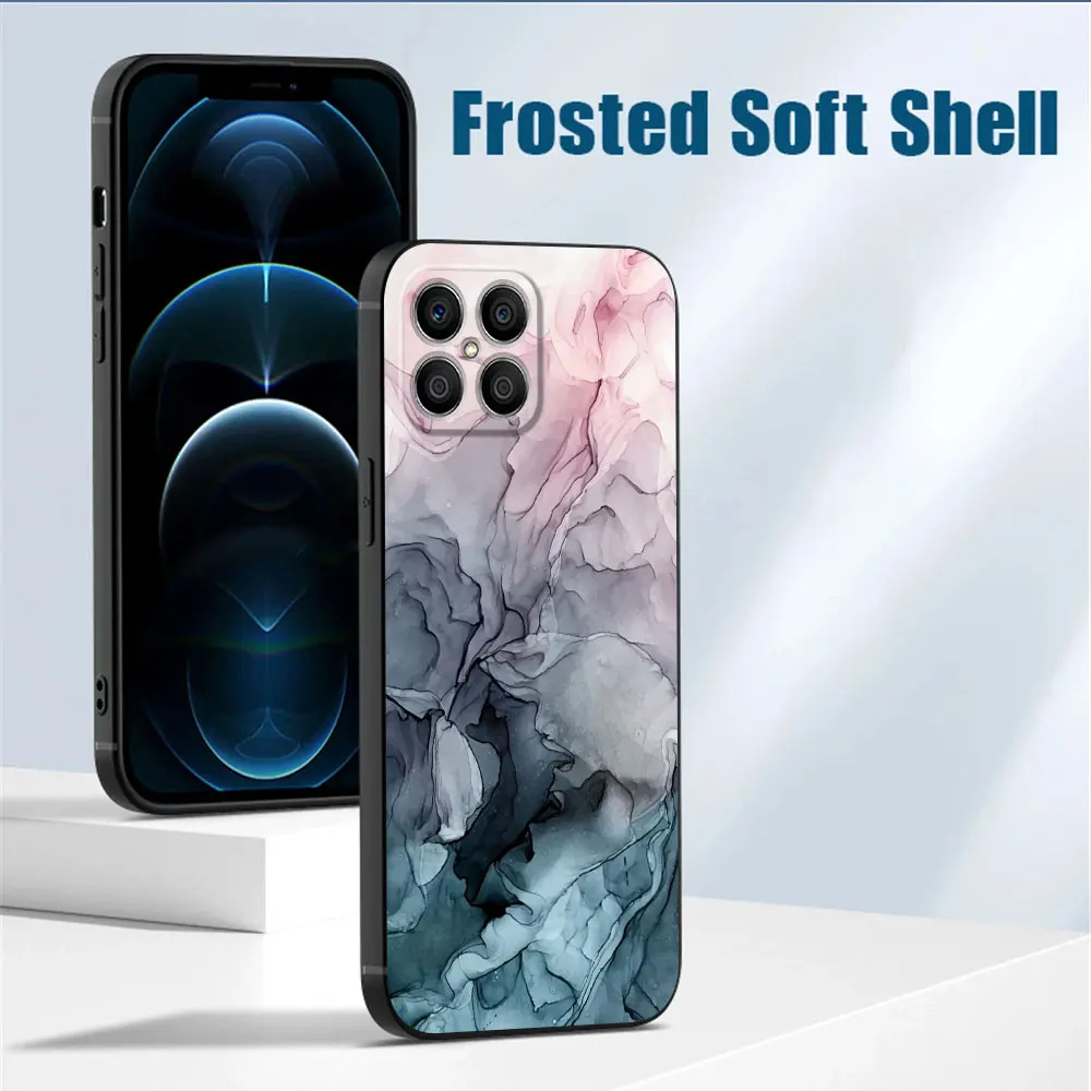 Акварельный мраморный чехол для телефона Honor X7 X9a Magic5 Lite 70 8X X8a 90 Pro X8 X6a X6 Magic5, черный мягкий чехол-бампер