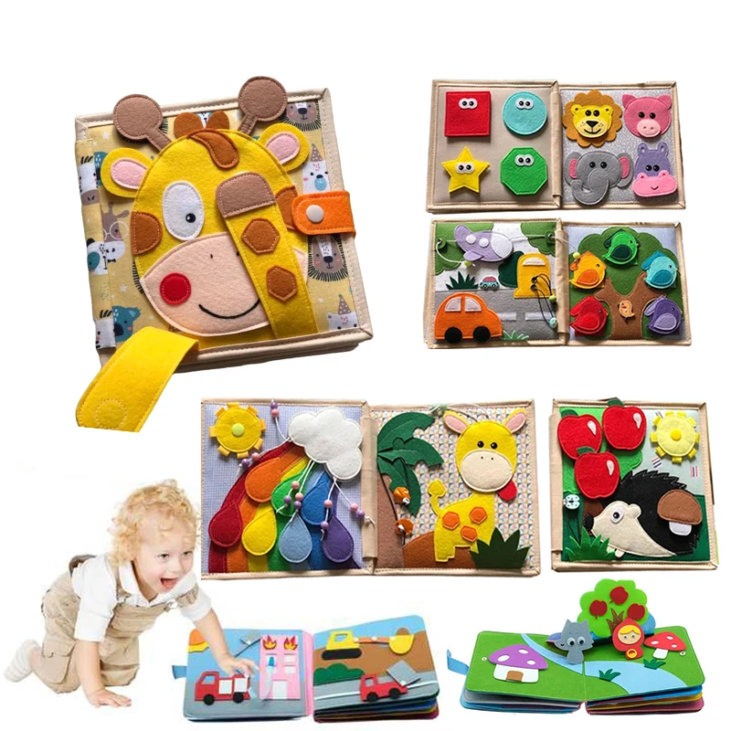 

Montessori Toy Baby Busy Book Educational Activity Busy Board Felt Quiet Book Basic Life Skills Baby Development Toys for Kids