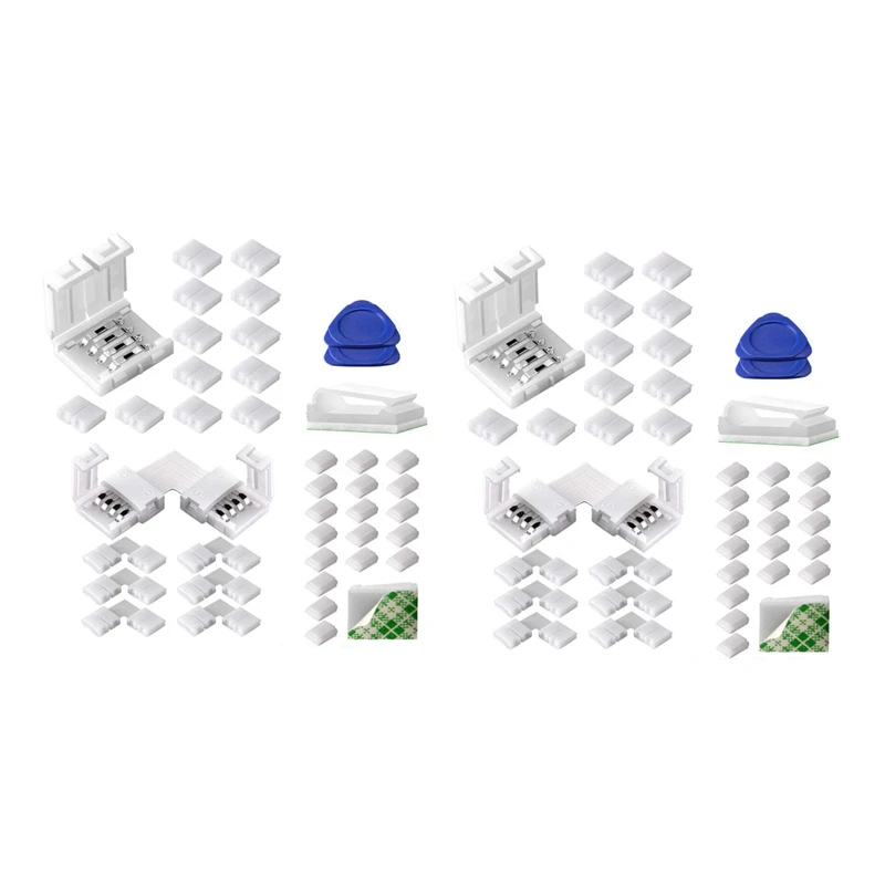 

2 Set LED Light Strip Connectors 4 Pin RGB LED Lights Connectors,Gapless Connectors,L Shape Connectors