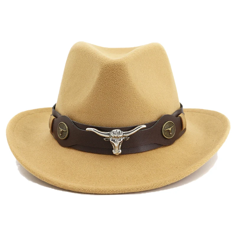 

Western Cowgirl Hat Rolled Edge Cowboy Fedora Hats Men With Leather Wide Brim Autumn Wool Felt Luxury Hat For Women Dropshipping