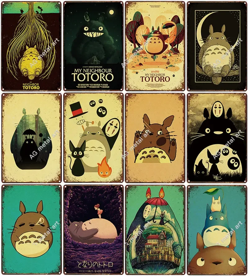 

Cartoon Anime Totoro Poster Tin Sign Vintage Metal Decorative Wall Plaques Boy's Bedroom Garage Wall Stickers Art Painting Decor