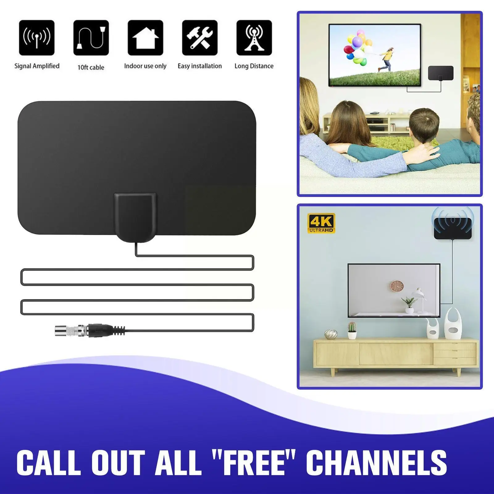 

Kebidumei Newest 4k Digital Tv Antenna Digital Antena Flat Tv Aerial Design Aerial With Active Indoor Tv Amplified Amp U8n3