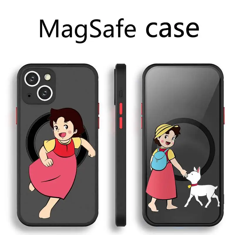 

Heidi cute cartoon girl Phone Case Transparent Magsafe Magnetic Magnet For iPhone 13 12 11 Pro Max Mini Wireless Charging Cover