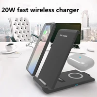 2022 new 20W foldable vertical wireless charging earphone stand 2-in-1 fast wireless charger for iphone 13 12 11 Samsung S20 21