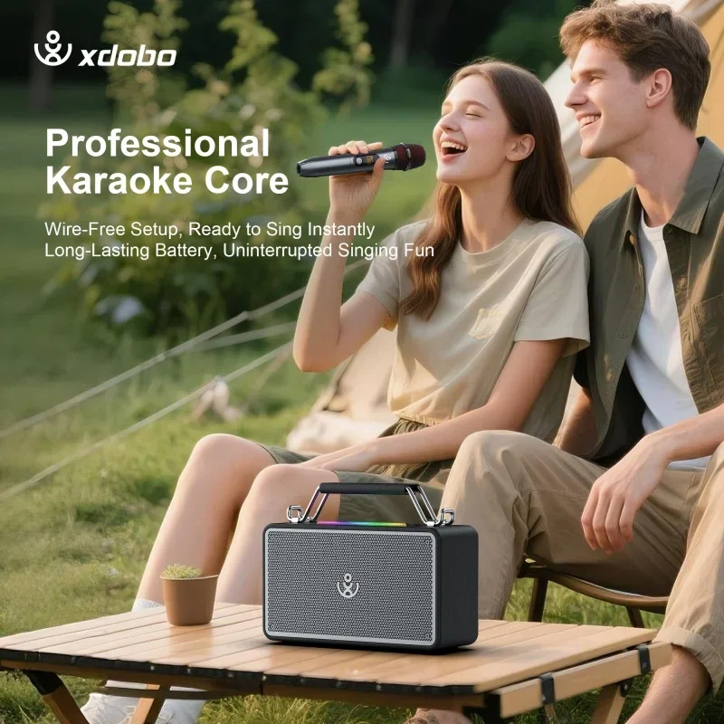 Фото Портативная Bluetooth-колонка XDOBO Bold Mini 80 Вт для улицы с функцией прямой трансляции, встроенным караоке и микрофоном №2