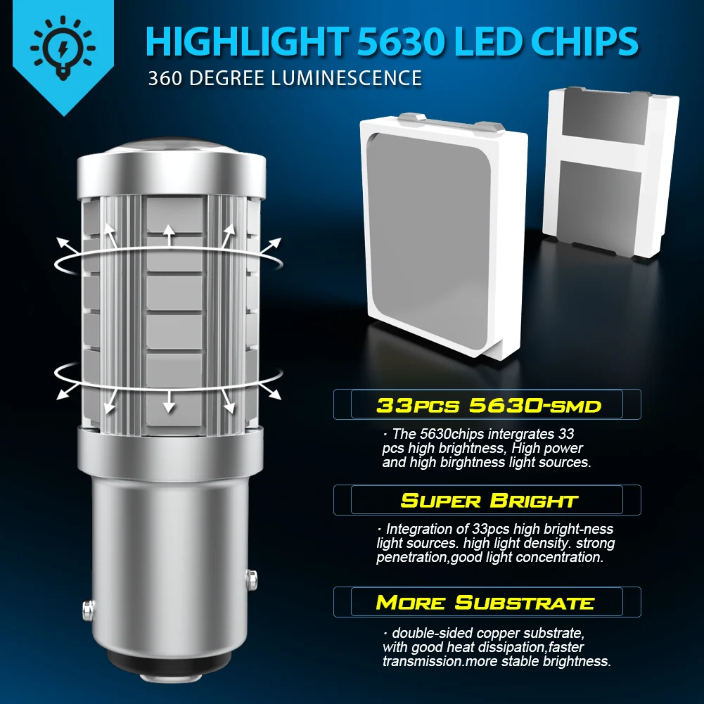 2x1157 P21/5W BAY15D Светодиодные стоп-сигналы 5630 33SMD ходовые огни для Peugeot 206 CC 308 SW 3008 107 106