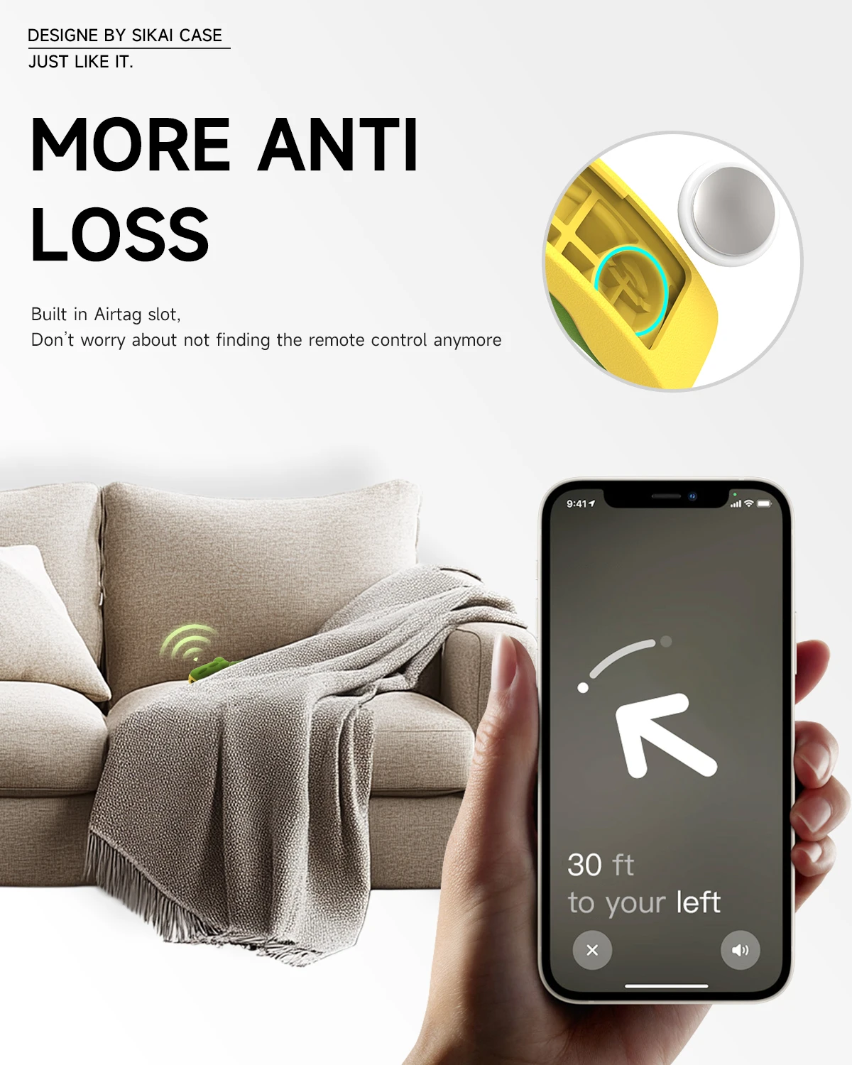 Фото Силиконовый чехол SIKAI для Apple TV 4K Siri 2021/2022, пульт дистанционного управления 2-го/3-го поколения, анти-потерянный чехол, совместимый с Apple AirTag №3