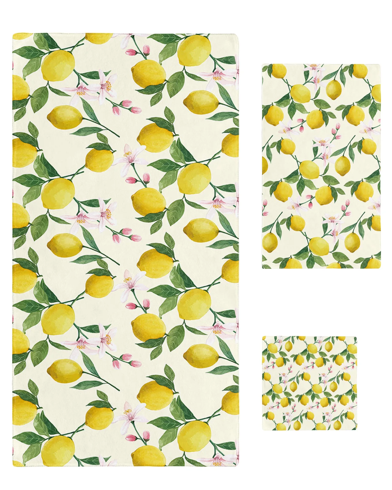 

Набор полотенец на заказ, летнее банное полотенце с лимоном, фруктами, полотенце для лица, полотенце для рук, полотенце для ванной, дорожное спортивное полотенце, 3 шт.