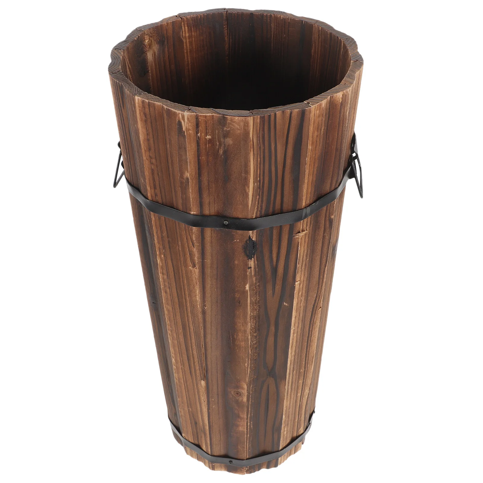 

House Decorations Home Retro Flowerpot Rustic Pots Wooden Bucket Succulents 1 Medium Planter