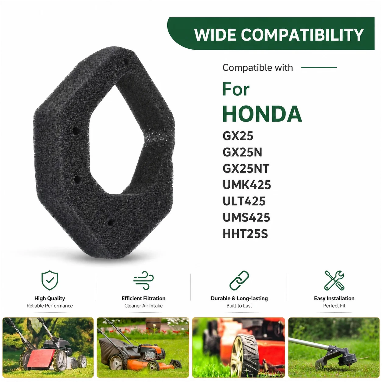 Фото 3 шт./компл. воздушный фильтр для HONDA GX25 GX25N GX25NT UMK425 ULT425 UMS425 HHT25S, 4-тактных триммеров, кусторезов, газонокосилок, артикул 17211-Z0H-000 №1