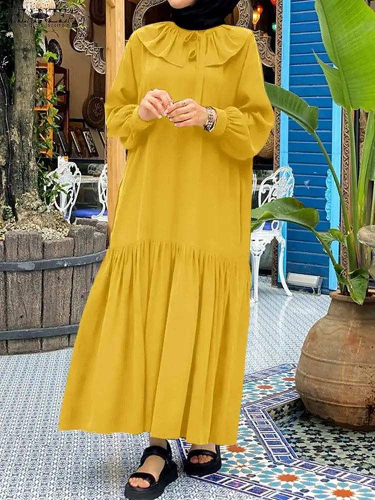 

Женское Модное Длинное Платье оверсайз, весна 2022, мешковатое платье-Кафтан ZANZEA с длинным рукавом, сарафан, повседневные праздвечерние чные ...