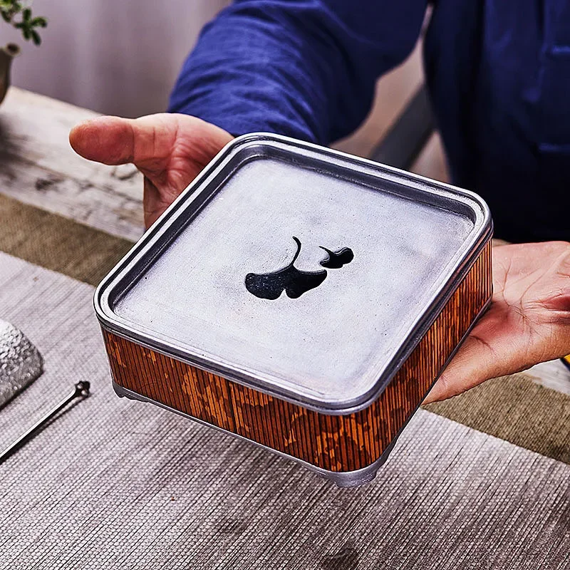 

Старинная Оловянная подставка для горшка, ретро, пятнистый бамбуковый поднос для хранения воды, бамбуковый чайный поднос, маленький чайный столик, семейный чайный набор, квадратный поднос